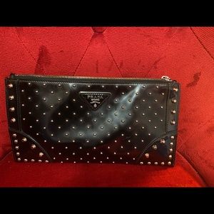 AUTHENTIC PRADA STUDDED ZIP CLUTCH